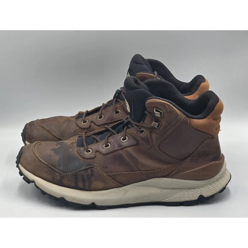 The North Face Men's Vals II Mid Leather Waterproof Boots Brown Size 10